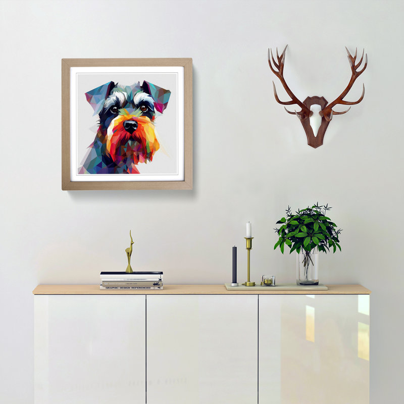 Schnauzer Abstract - Framed Print, Oak