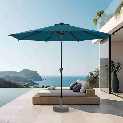 9FT Premium Patio Umbrella Features UPF50+ UV Protection, 8 Solid Ribs, Push Button Tilt And Crank System, Shades Patio, Pool Deck And Backyard Areas.