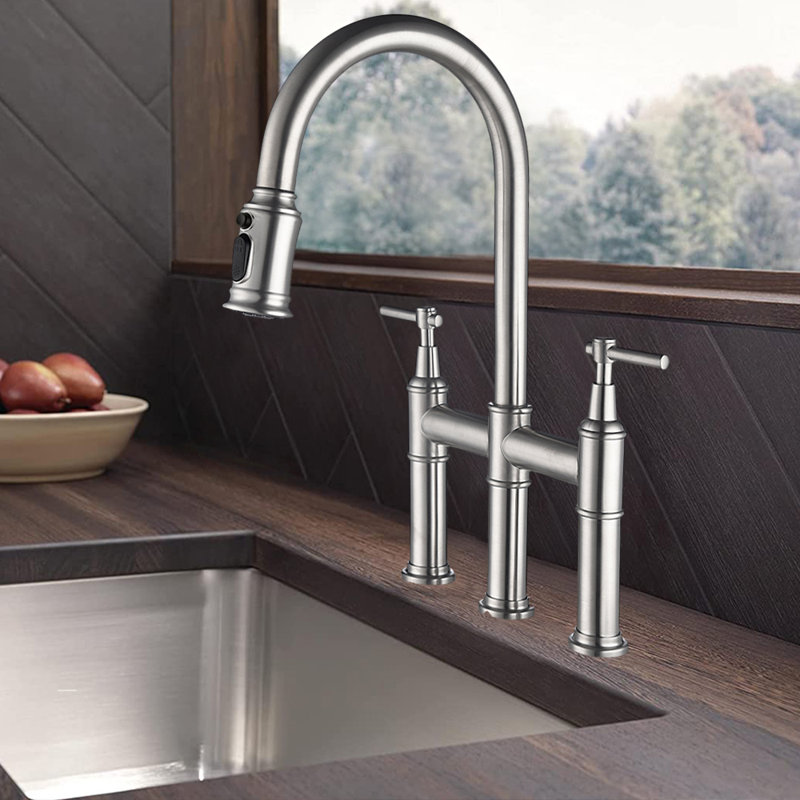 Robinet pont rétractable avec accessoires Werfy, Nickel brossé