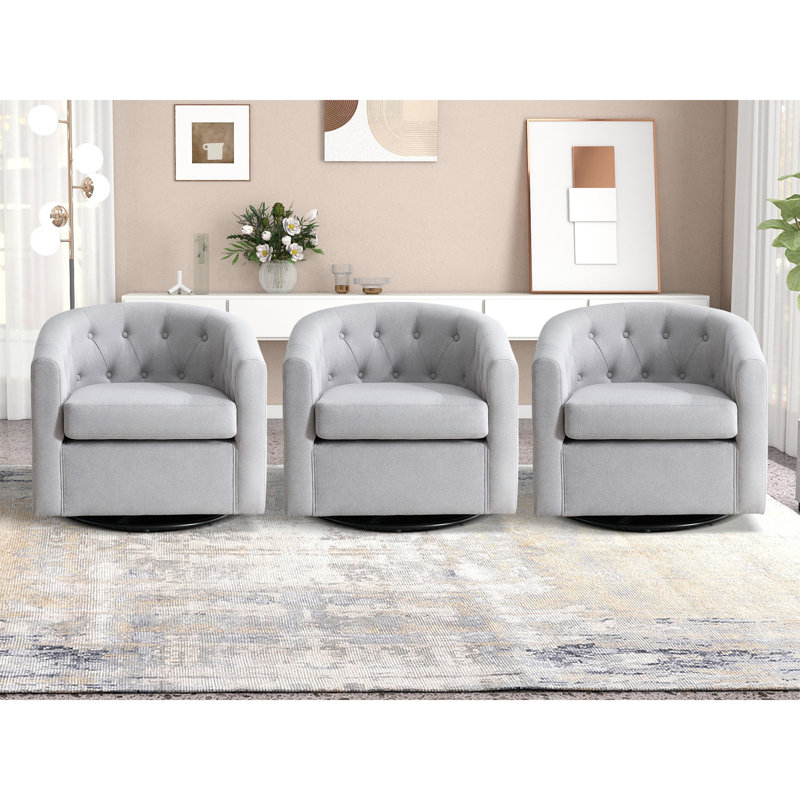 Ensemble de 3 chaises d'appoint Palopo, Lin gris pâle