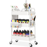 3-Tiers Stainless Steel Utility Cart with Wheels,17.7*11.8*29.5 inch Rolling Cart,Metal Cart, Salon Trolley Cart,Kitchen Storage Cart,Bathroom Cart,Metal Cart
