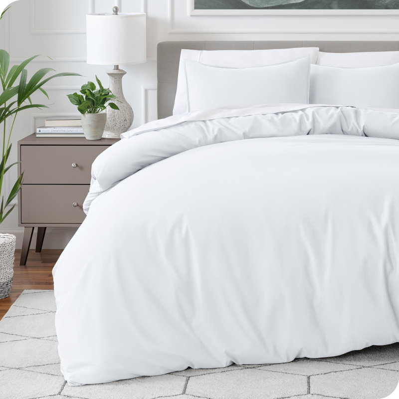 Premium Microfiber Duvet Cover and Sham Set, White, Twin XL Duvet Cover + 1 Standard Shams