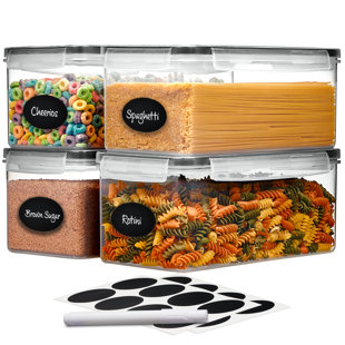 Airtight Food Storage BPA Free Containers Set with Labels & Marker (Set of 4)