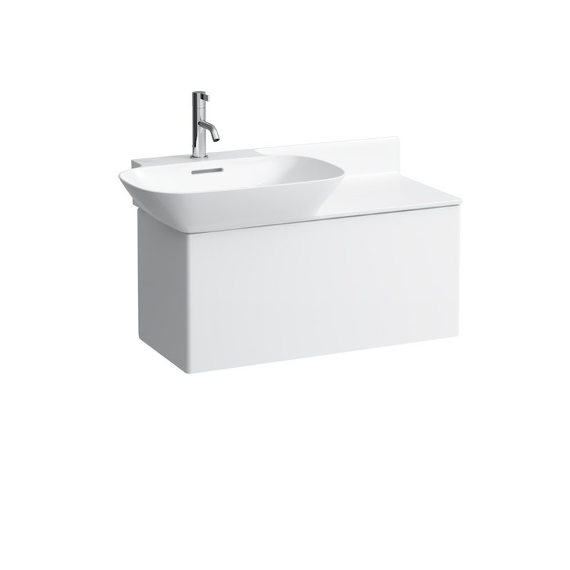 Ino 35.43 in. Single Vanity, Right Shelf, White Matte, Single Hole
