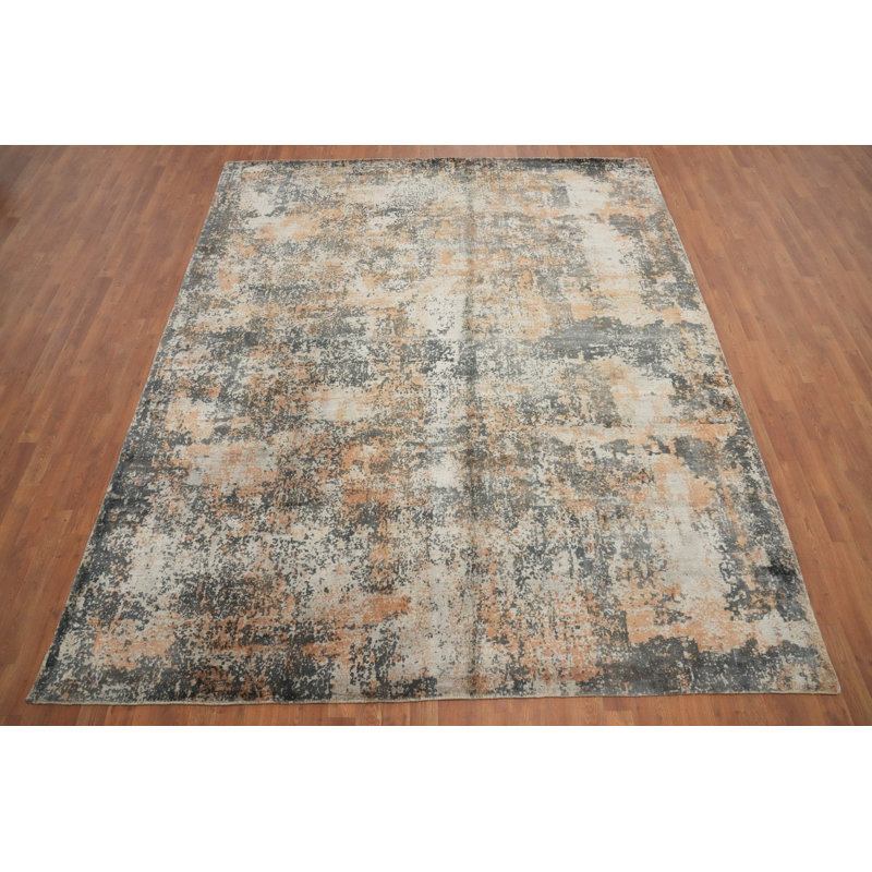 Tapis oriental délavé à motif abstrait 8 x 10