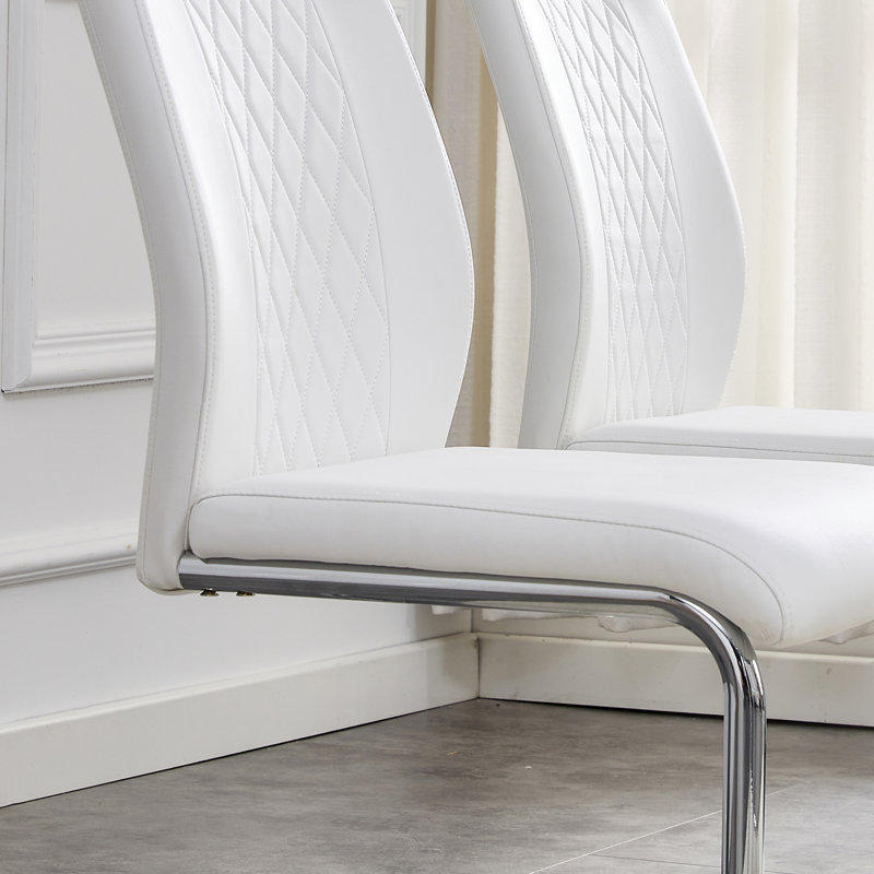 Chaises de salle à manger Kimara, Blanc, Argent