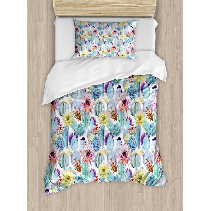 Coastal Polyester Floral Duvet Cover
