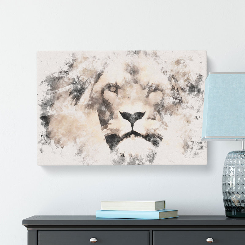 Lion Watercolour - Wrapped Canvas, 60cm H x 91cm W x 3cm D