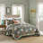 3 Pcs Lightweight Polyester Tropical Leaf and Flower Quilt Bedspread Set-117328051-117328045