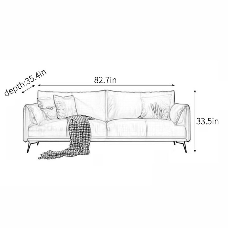 Canapé de bureau, H 33,5 po x l 82,7 po x P 35,4 po, 3