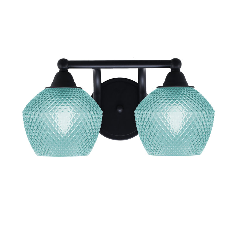 Barre d'éclairage de salle de bain 2 lumières Mukkesh, Noir mat, Deux lumières, H 7,5 po x l 14,25 po x P 8,5 po
