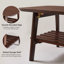 Table basse pliable en bois d'hévéa avec tablette inférieure amovible