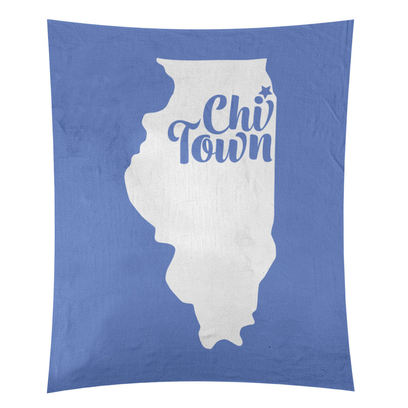 Tapisserie de Chi Town, Illinois, H 104 po x l 88 po, Bleu