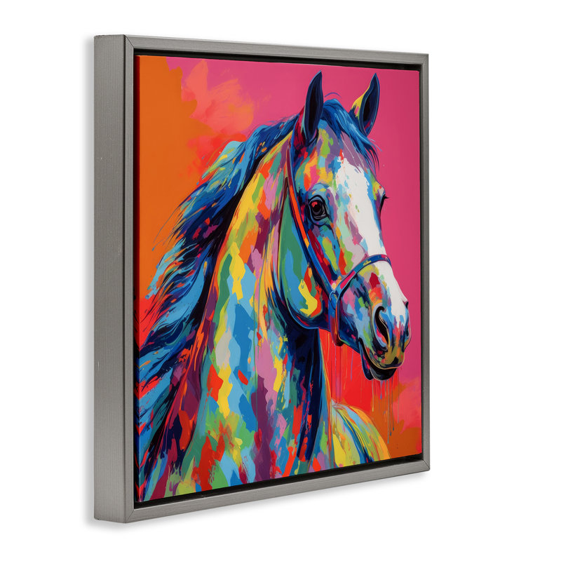 Art abstrait sur toile cheval abstrait par Irena Orlov, Cadre flottant gris lustré, H 18 po x l 18 po