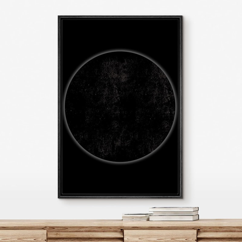 Illustration de formes géométriques foncées, cercle foncé texturé, glamour moderne noir, Noir, H 24 po x l 16 po