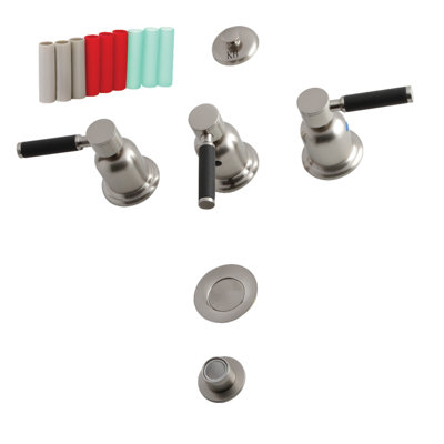 Kingston Brass Kaiser Three-Handle Vertical Spray Bidet Faucet with Brass Pop-Up