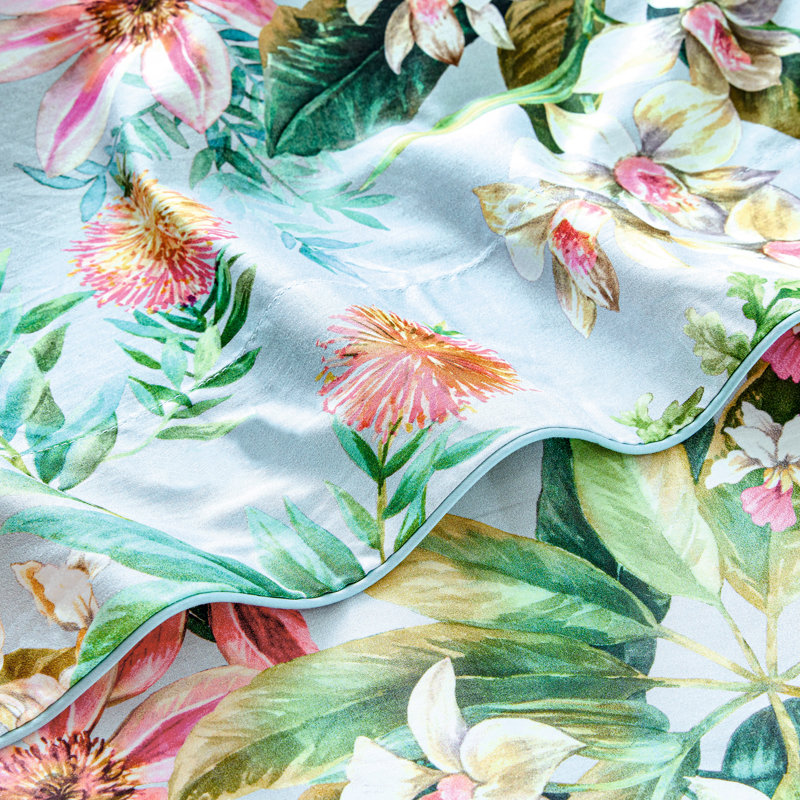 Conte Sateen Floral Flat Sheet, King Flat Sheet