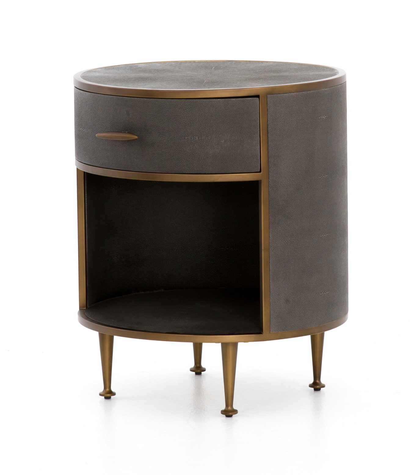 Round Nightstand, Antique Brass