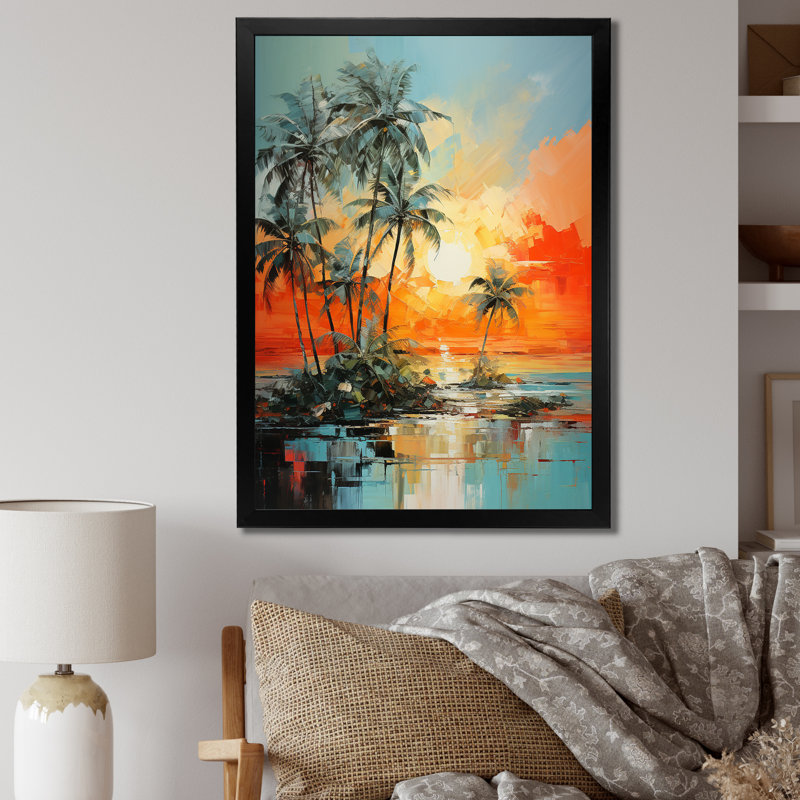 «Ampliar Minimalisme Palm Trees Serenade III», reproduction sur toile, H 20 po x l 12 po x P 1 po, Cadre photo noir