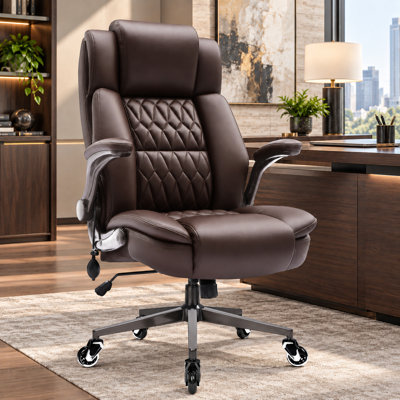 Chaise de bureau ergonomique moderne en cuir synthétique avec lombaire réglable