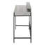 Bureau d'ordinateur, bureau personnel, debout, tablettes de rangement, l 48 po, ordinateur portable, stratifié gris, métal noir, contemporain,