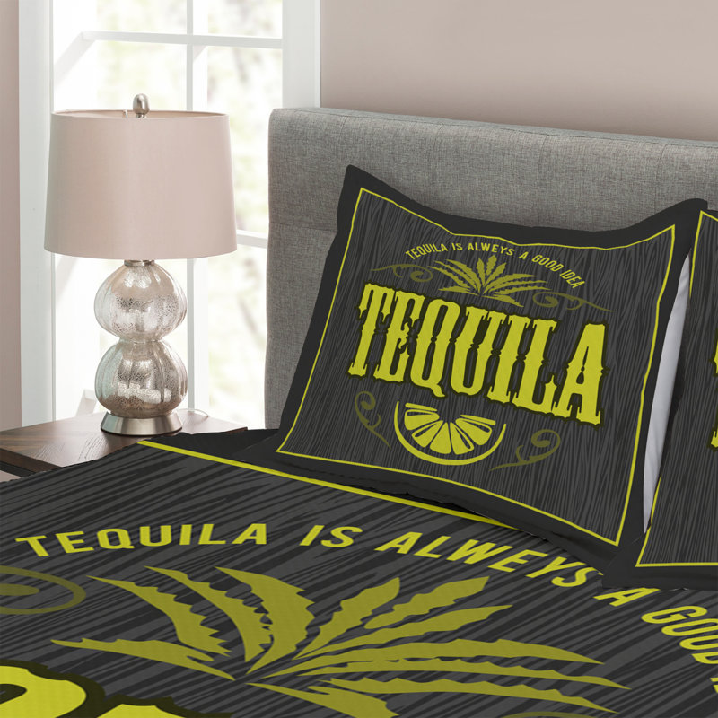 Aces Black/Yellow Microfibre Bedspread Set, 220 x 264 cm