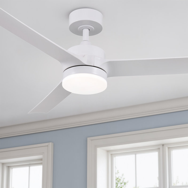 Ventilateur de plafond à 52 pales 52 po avec télécommande DEL et ensemble d'éclairage inclus Brend, Blanc