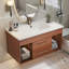 Meuble-lavabo simple 35,4 po Mid-Century avec lavabo encastré en céramique intégré