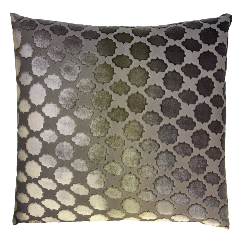 Mod Fretwork Square Velvet Pillow Cover & Insert, 22" x 22", Oregano