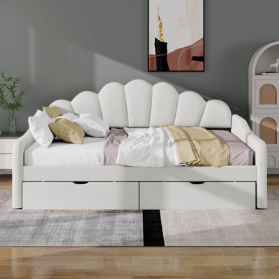 Structure de lit plateforme double pleine grandeur avec dossier et tiroirs de rangement