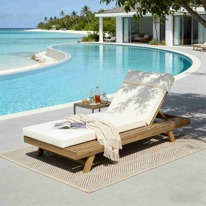 Ensemble de chaises longues, Crème, Brun pâle
