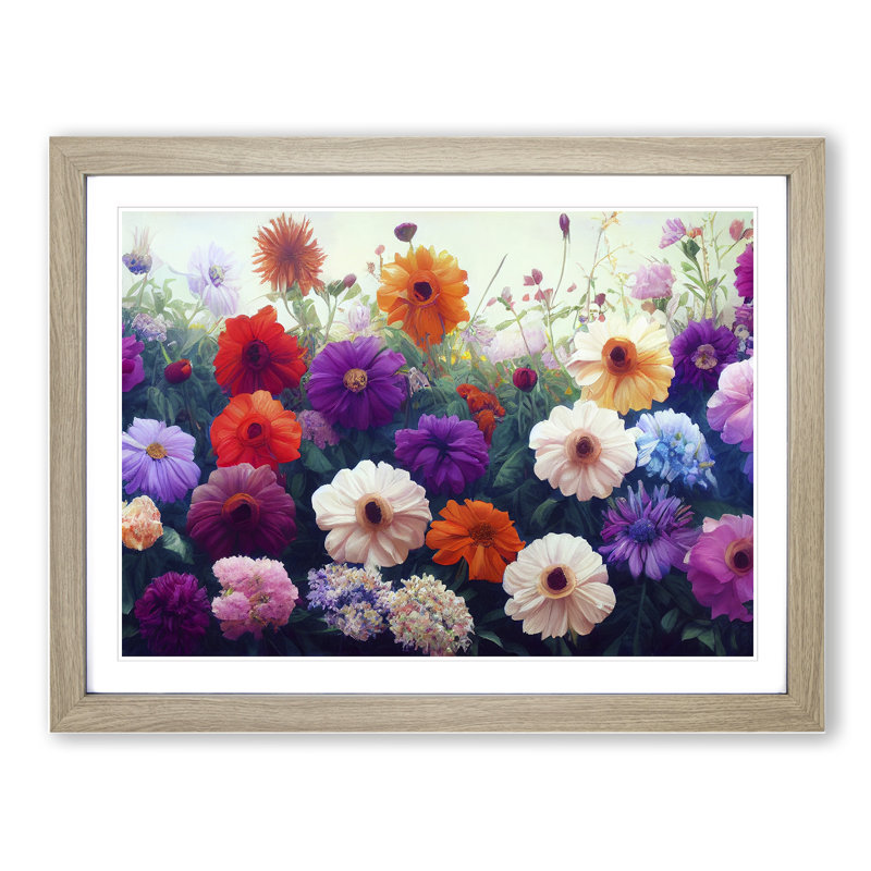 Creative Flower Market 1 Piece Single Picture Frame Painting, 34cm H x 46cm W x 2cm D, Oak