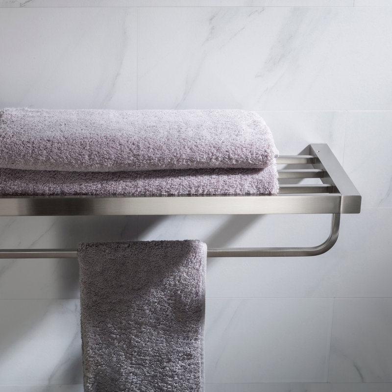Stelios Accent Shelf with Towel Bar, Brushed Nickel