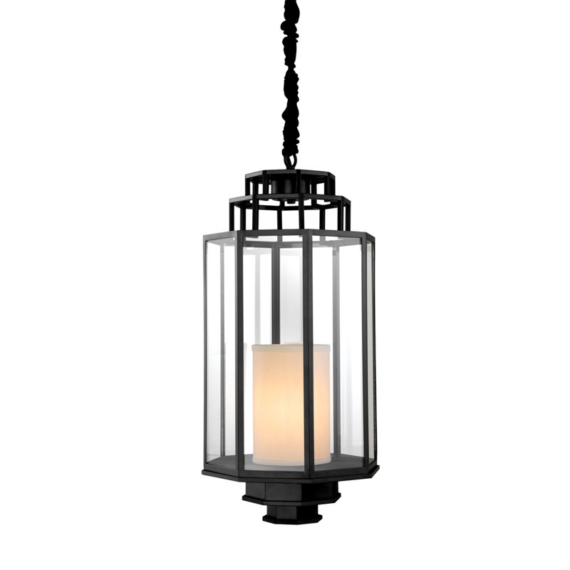 Monticello 1 - Light Black Lantern Pendant, 16" H x 10" W x 10" D