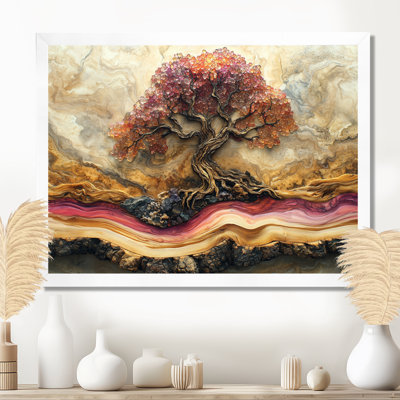 Rose doré, marbre infini, arbre de vie I - arbre de vie, art mural