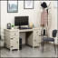 Farmhouse Computer Desk with Storage, Cream White, 2 Drawers and 2 Cabinets for Organized Workspaces