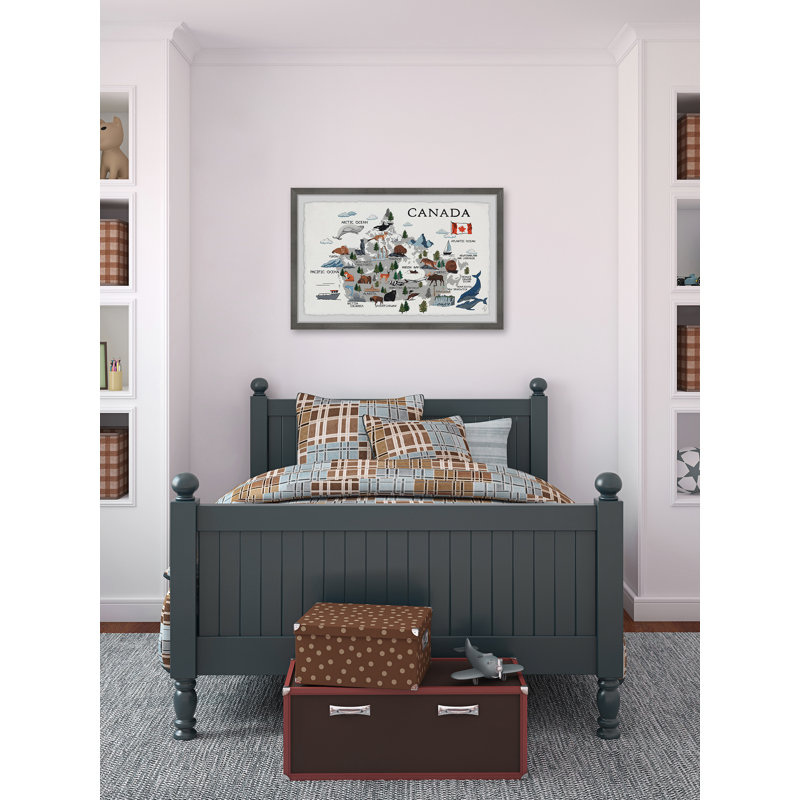 Whiting Whiting Gray Canadian Map - Single Picture Frame Print, 20cm H x 30cm W
