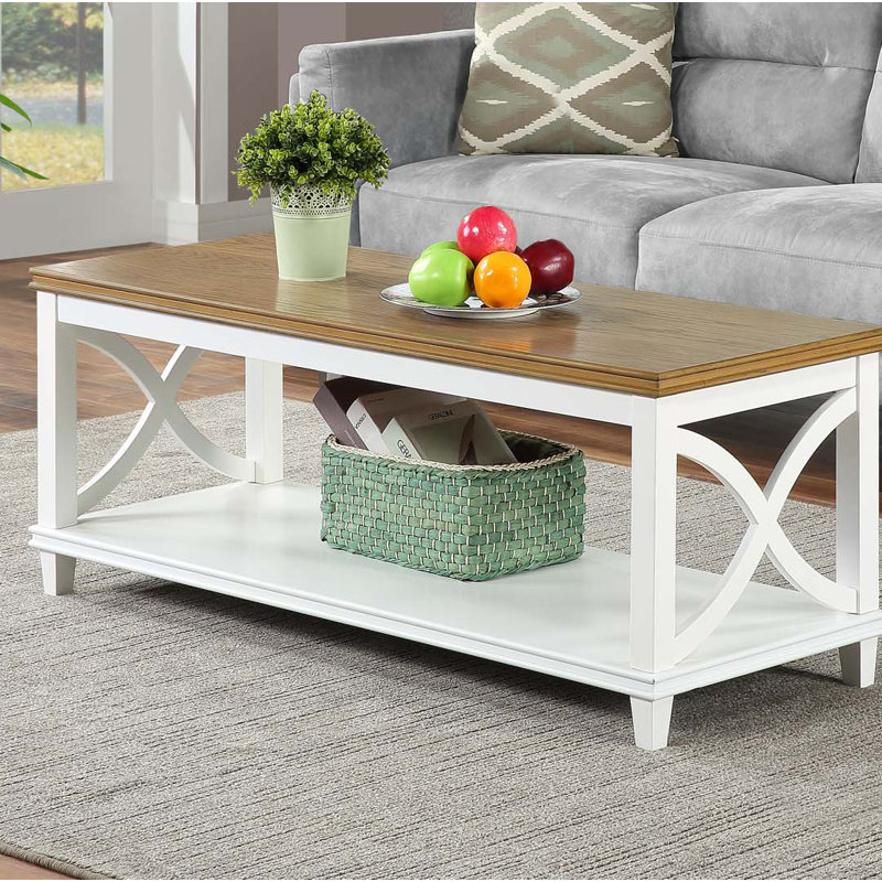 Pettegrow 47" Coffee Table with Storage with Storage with Solid Wood Frame, Driftwood/White