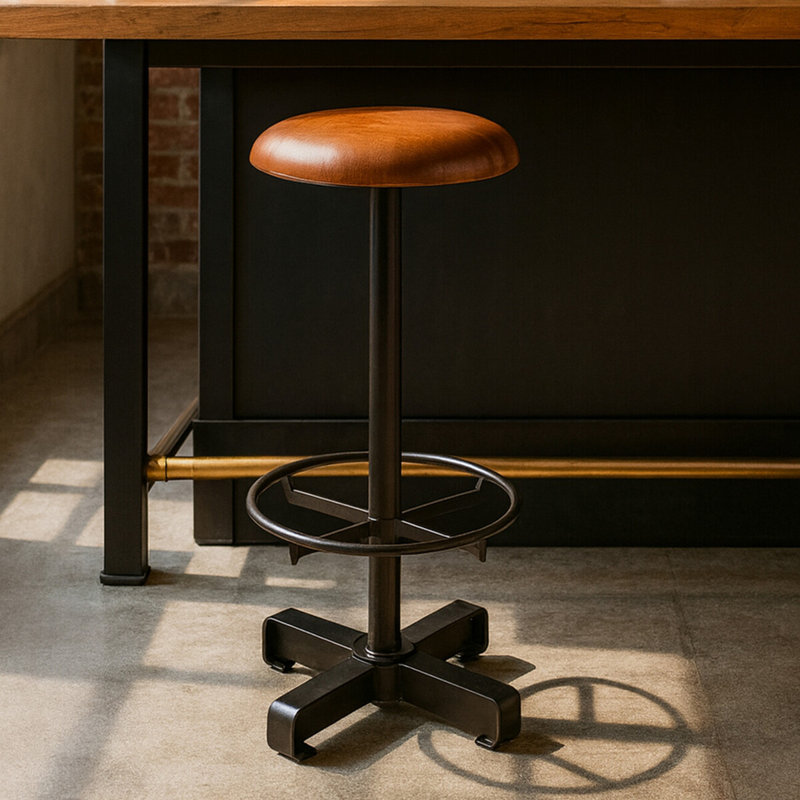Adlai Counter Stool with Metal Frame, Light Brown