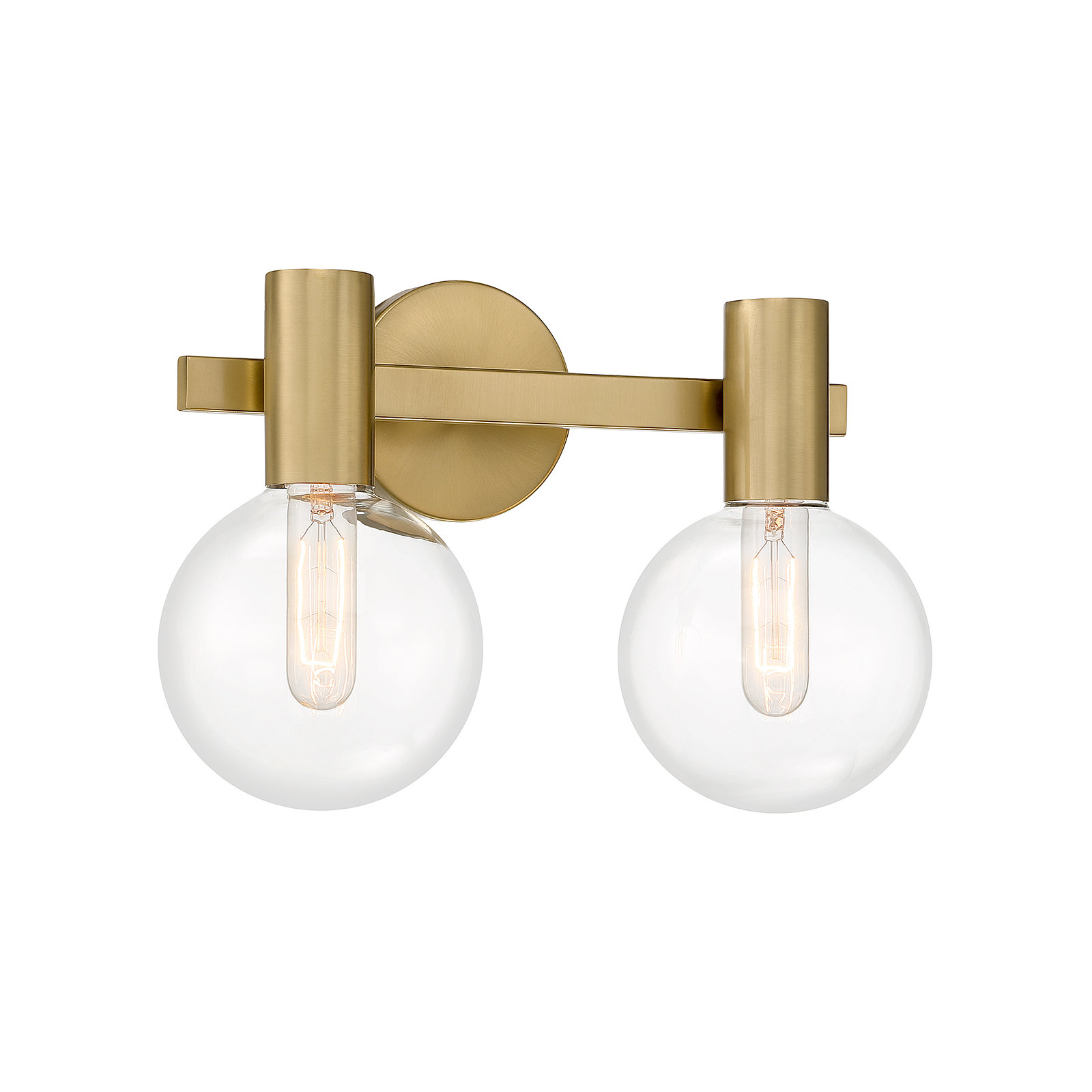 Sanu 2 Light Transparent Bath Sconce, Brass