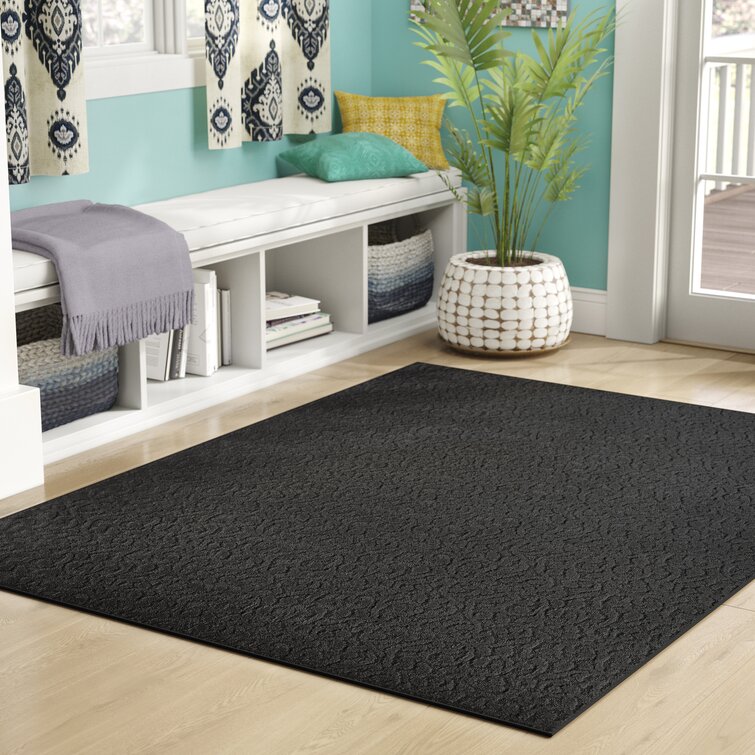 Aletta Non-Slip Black Area Rug Latitude Run Rug Size: Runner 3' x 10