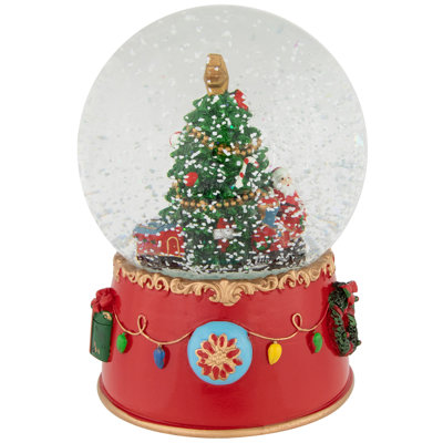 8" Christmas Tree Village Train Musical Snow Globe