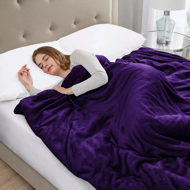Climax Super Soft Reversible Mink Faux Plush Fur Fleece Blanket Throw, Purple, Super King (6')