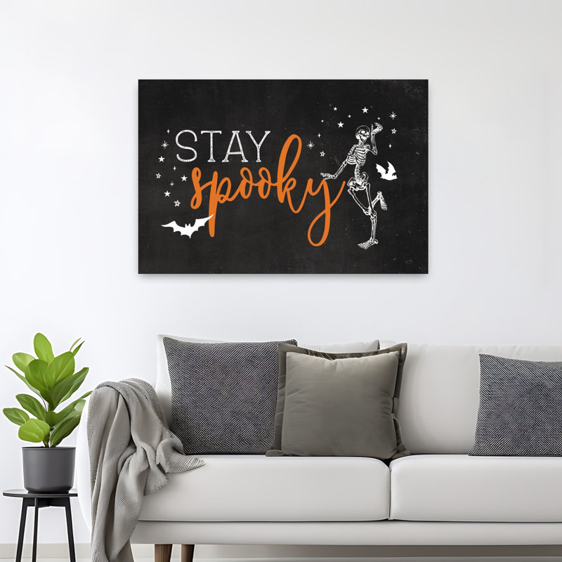 «Stay Spooky», art contemporain de chauve-souris, paysage naturel, H 32 po x l 48 po