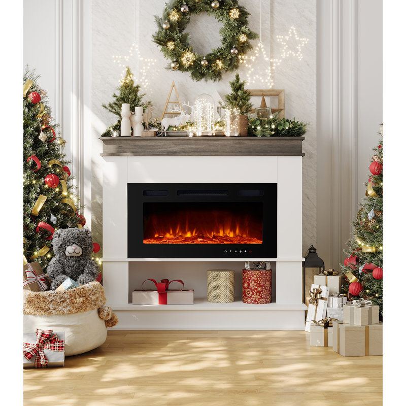 Arleny Marlow Home Co. Electric Fireplace, 108cm H x 123.4cm W x 19.5cm D