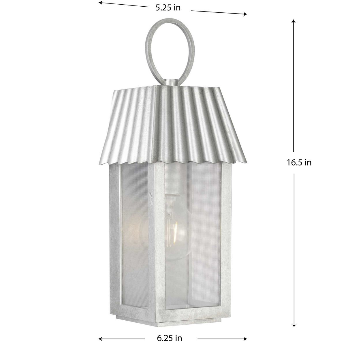 Godin Outdoor Wall Lantern, 16.50" H x 6.25" W x 5.25" D , Galvanized