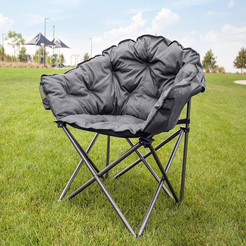 Fauteuil club de patio pliant rembourré et rembourré, gris