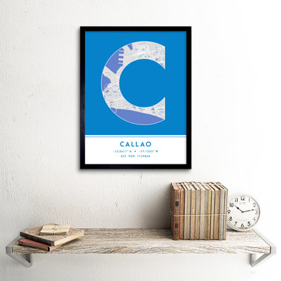 Callao City Map Callao Blue - Single Picture Frame Typography
