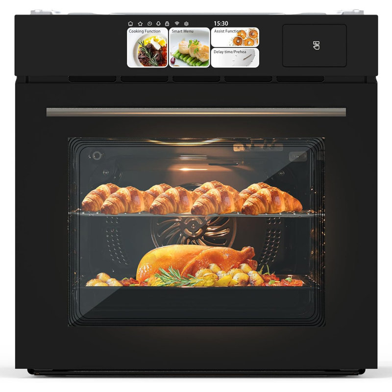 24" Built-In Electric Single Wall Oven - 2.5 Cu. ft Convection Oven with 8 Cooking Modes, 108 Smart Menus, Advanced TFT Screen, Timer, Safety Lock, 3000W, 240V, Stainless Steel and Black Finish