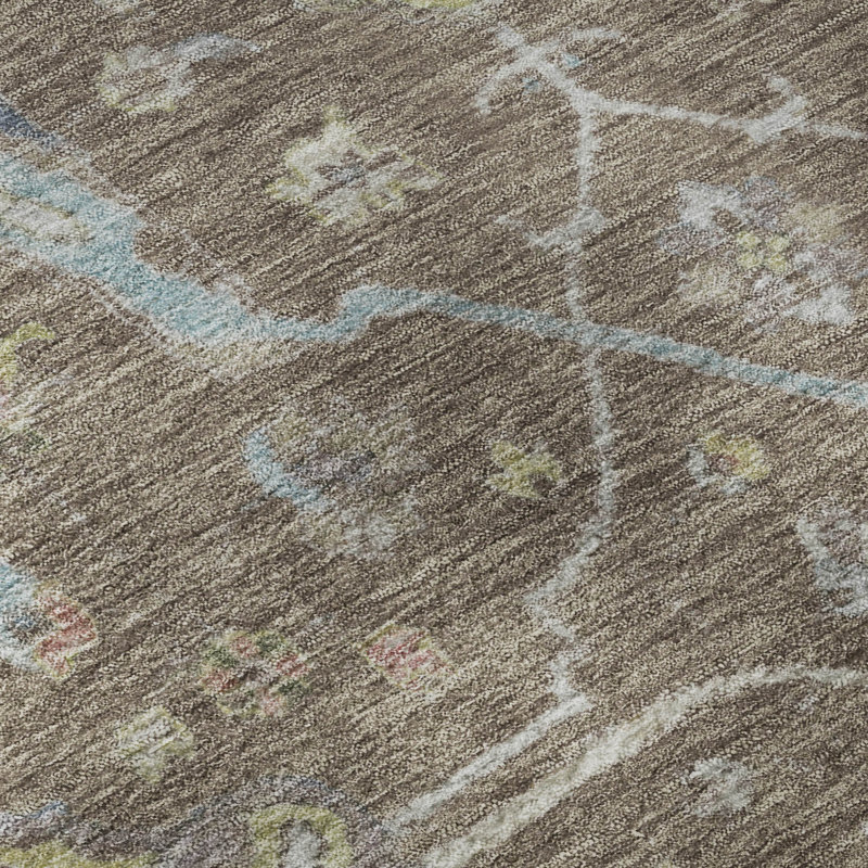 Premium Machine Washable Mayfield AMF2233 Global Rug, 1'8" x 2'6", Brown